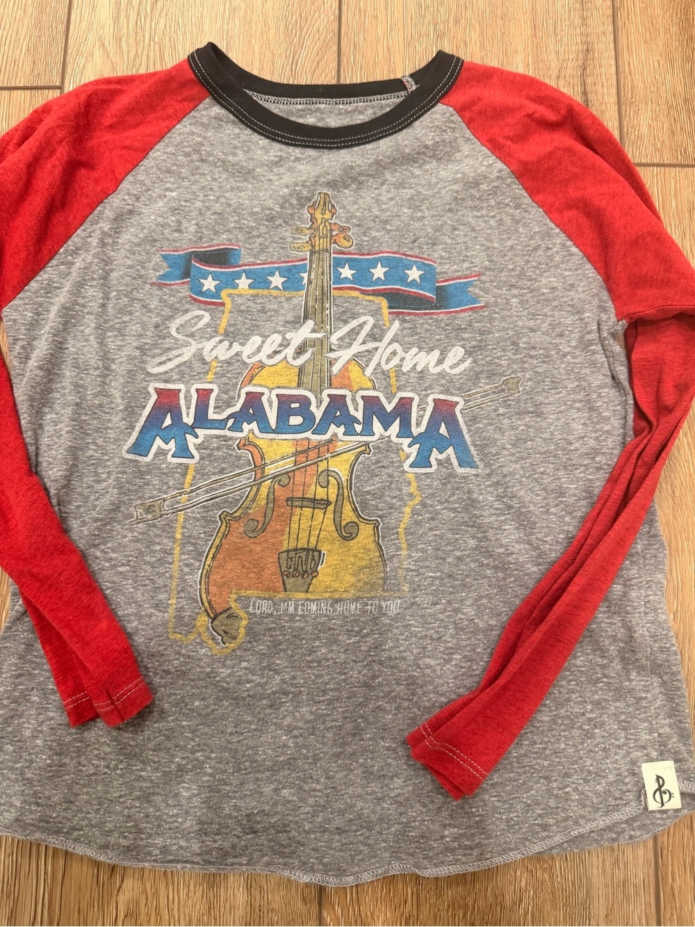 Rowdy Sprout Kids "Sweet Home Alabama" Gray & Red Raglan Tee 0233